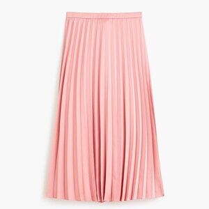 NWT J.Crew Pink Satin Pleated Midi Skirt Size 4 Petite